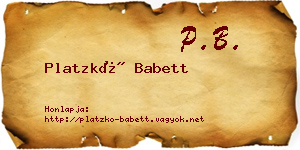 Platzkó Babett névjegykártya